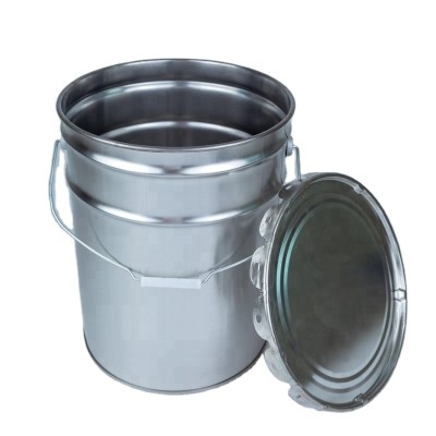 Customized 20 Liter Conical Tinplate Paint Steel Buckets With Metal Handle And Flower Lid